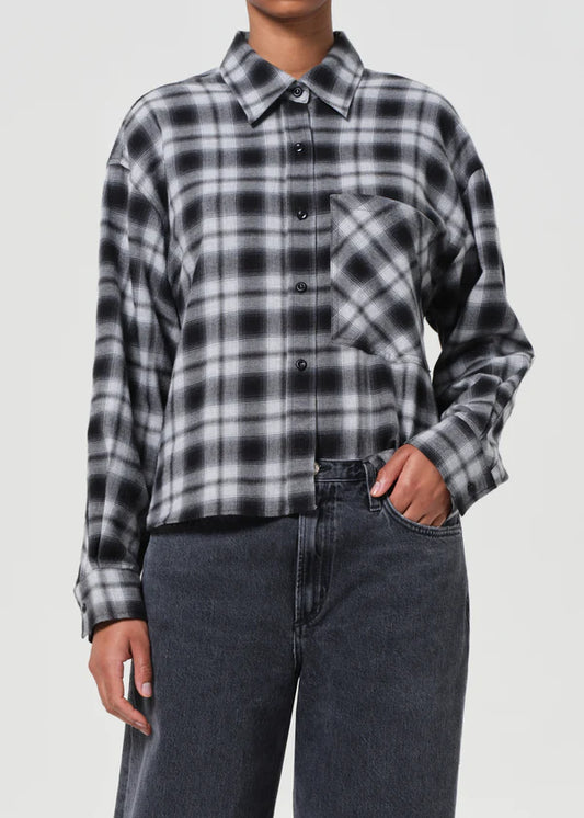 AGOLDE Comer Shirt is a relaxed button-down cut in a soft, lightweight cotton twill, women's clothing
