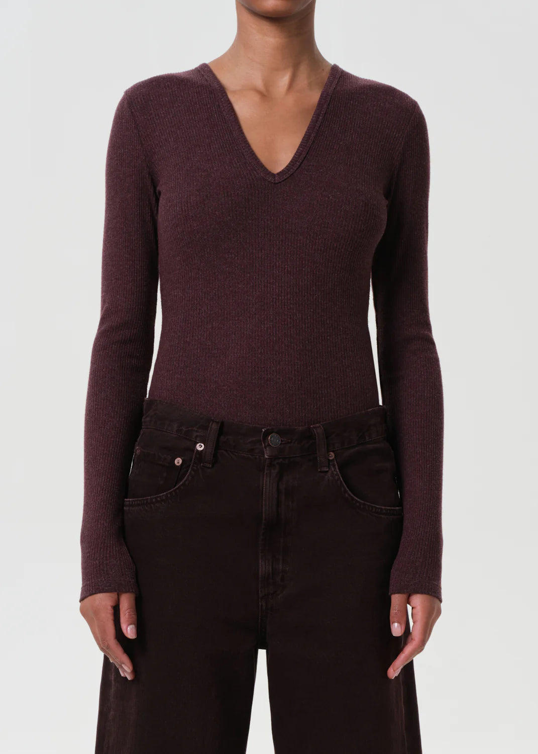 AGOLDE Darla Bodysuit, bodysuit, body suit, long sleeved top, women's clothing