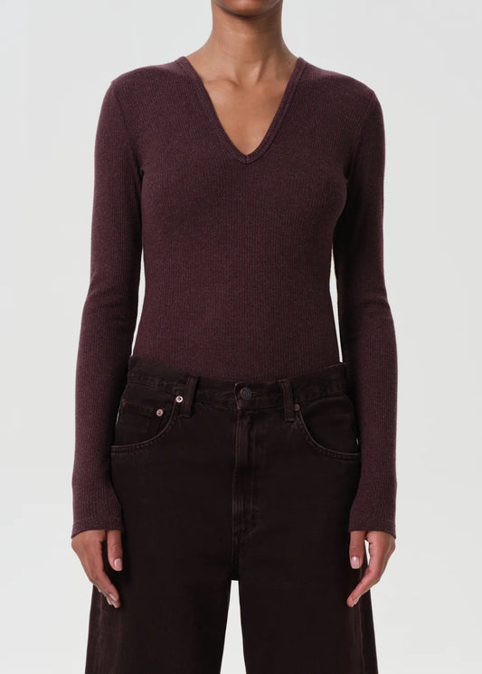 AGOLDE Darla Bodysuit, bodysuit, body suit, long sleeved top, women's clothing