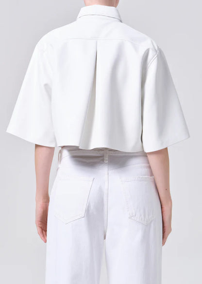 AGOLDE Tomine Shirt, cropped button down shirt, shirt, short sleeved button down, women's clothing