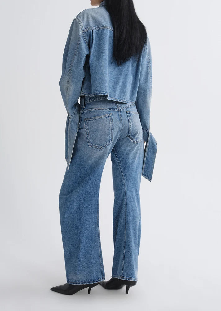 AGOLDE Hewitt Shirt in Index, boxy button down denim shirt with long sleeves and fun cuffs, women's clothing