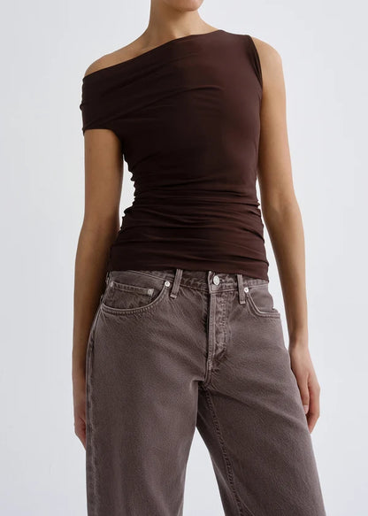 AGOLDE Carlin Top, off-the-shoulder ruched tank top, sleeveless top, fitted top, women's clothing