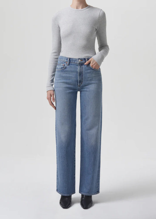 AGOLDE Harper Jean, mid-rise denim, wide leg jeans, denim blue,  harper jean in flash, women's clothing
