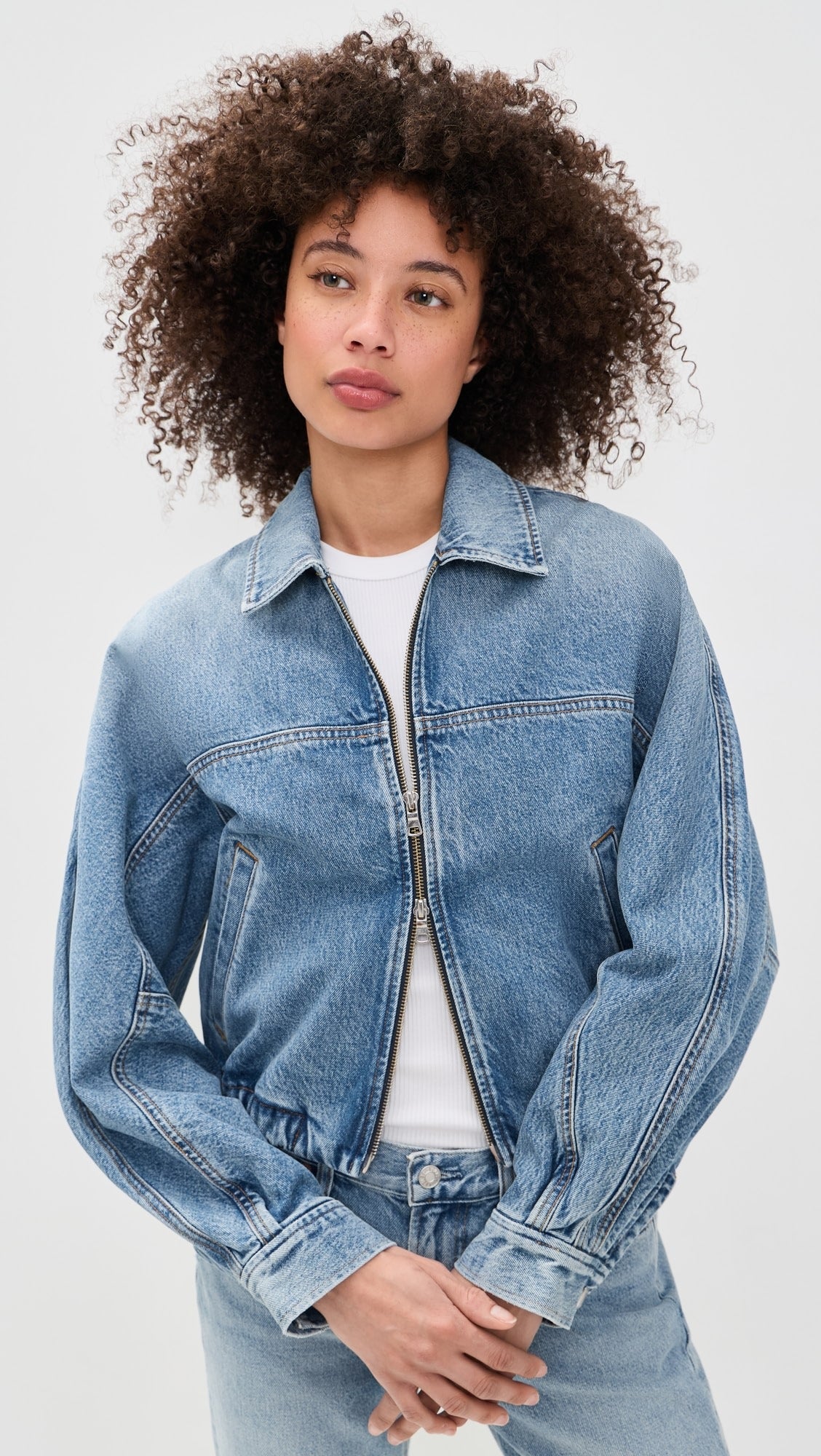 AGOLDE Dixon Cocoon Bomber, jean jacket, jean bomber jacket, women's clothing
