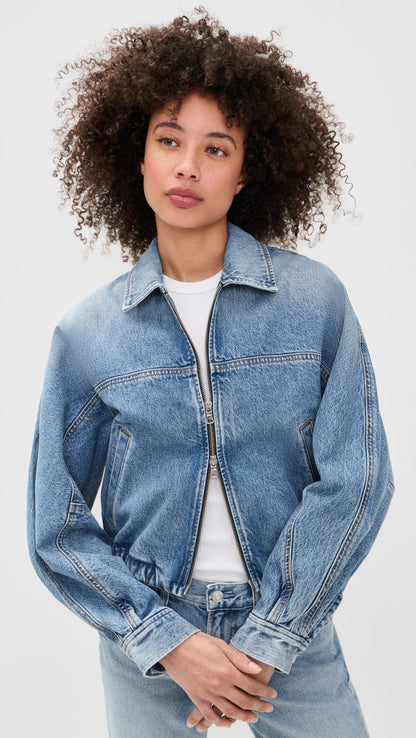 AGOLDE Dixon Cocoon Bomber, jean jacket, jean bomber jacket, women's clothing