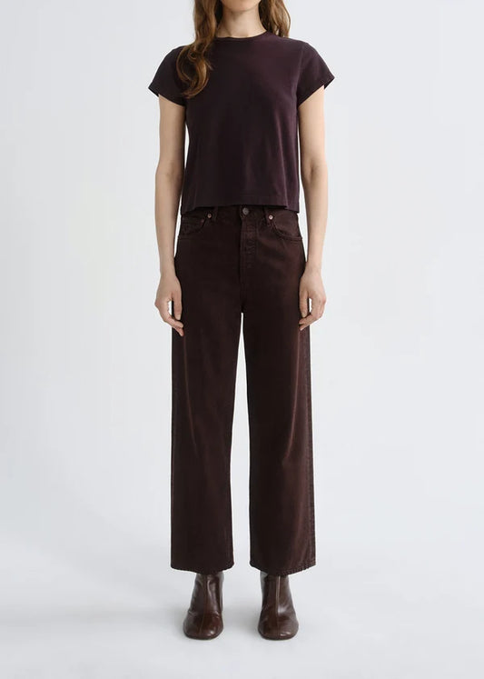 AGOLDE Ren in Sloe Berry, denim jeans, classic wide-leg silhouette with a high-rise waist and cropped inseam, women's clothing
