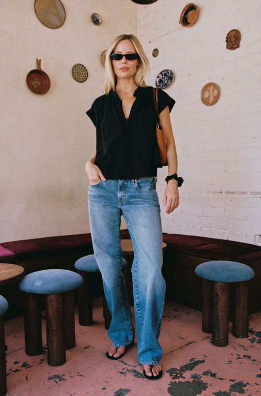 AMO Odette Jean, Relaxed fit jeans, Low Rise denim, Full Length denim jean, Women's clothing