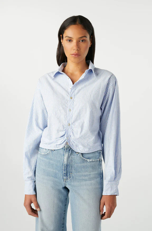 AMO Anna Mae Crop Shirt, button down shirt, striped shirt, long sleeved shirt, cropped button down shirt, women's clothing