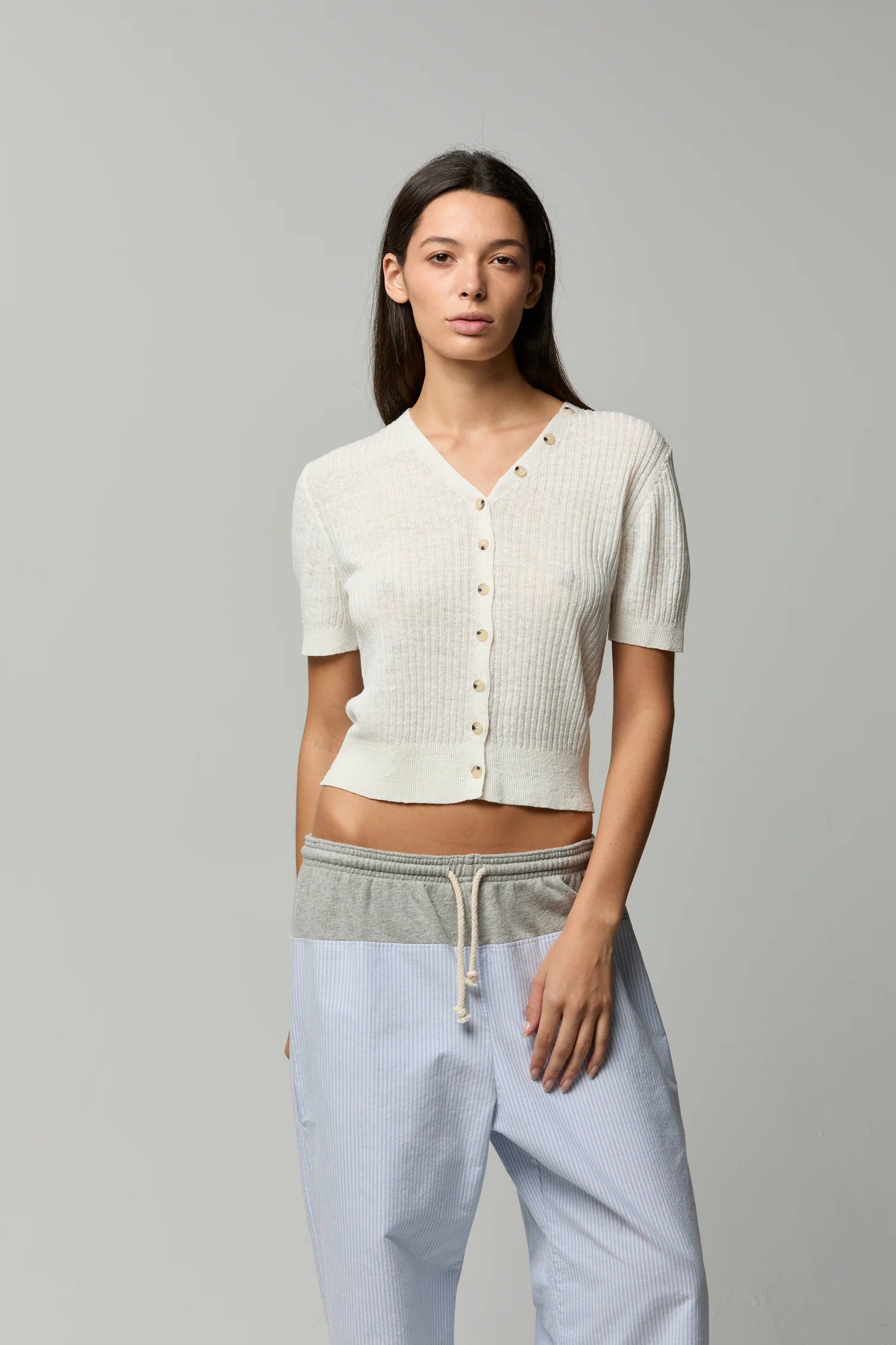 ASHER Ingrid V Cardigan, cardigan sweater, short sleeved, women's clothing