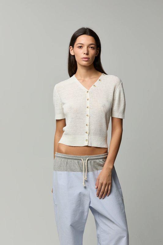 ASHER Ingrid V Cardigan, cardigan sweater, short sleeved, women's clothing