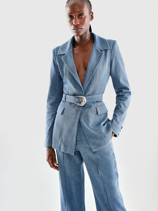 AS By DF Dominga Denim Blazer, blazer, denim blazer, fitted blazer, top, women's clothing