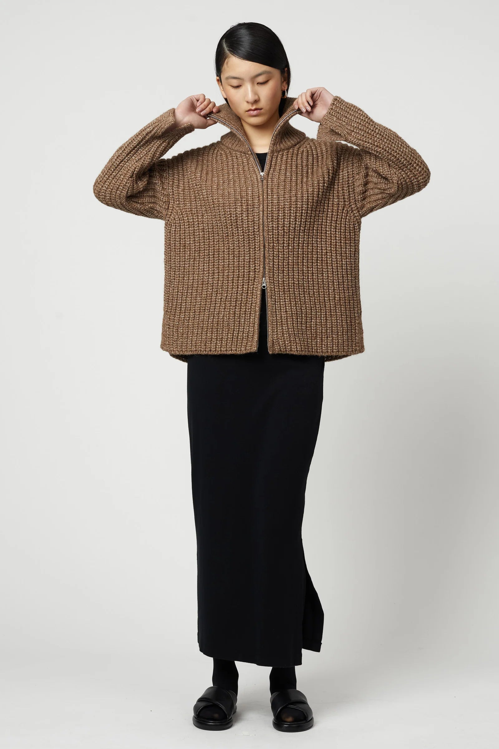 Atelier Delphine Baby Alpaca Pima Zip Up Cardi, cardigan sweater, zip up cardigan, sweater, women's clothing