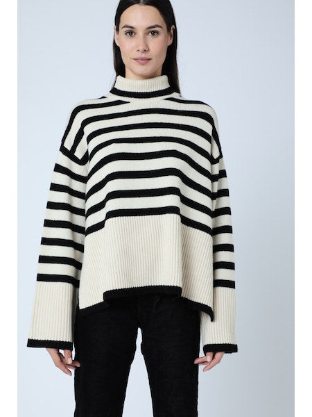 Berenice. Aqua Stripe Turtleneck Sweater, sweater, turtleneck sweater, striped sweater, fashion sweater, women's clothing