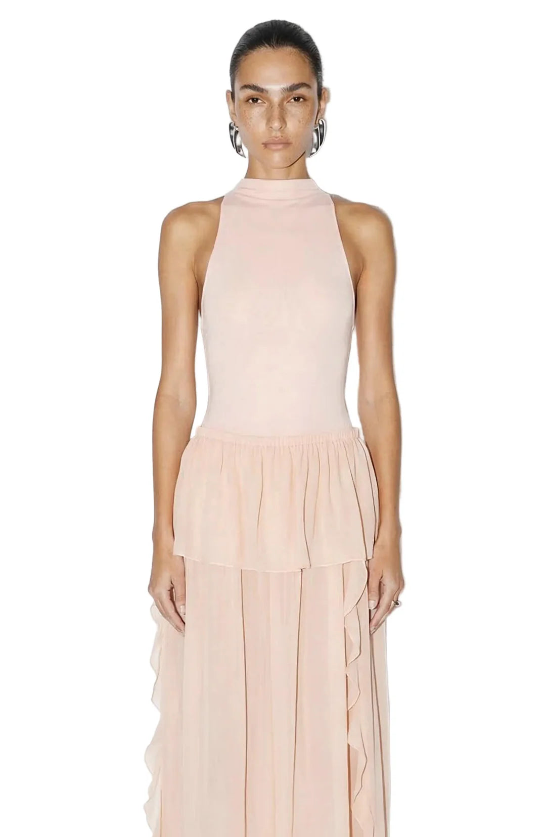 Ronny Kobo Spen Bodysuit in nude offers a sleek, minimalist fit with a high-stretch finish with streamlined silhouette, women's clothing