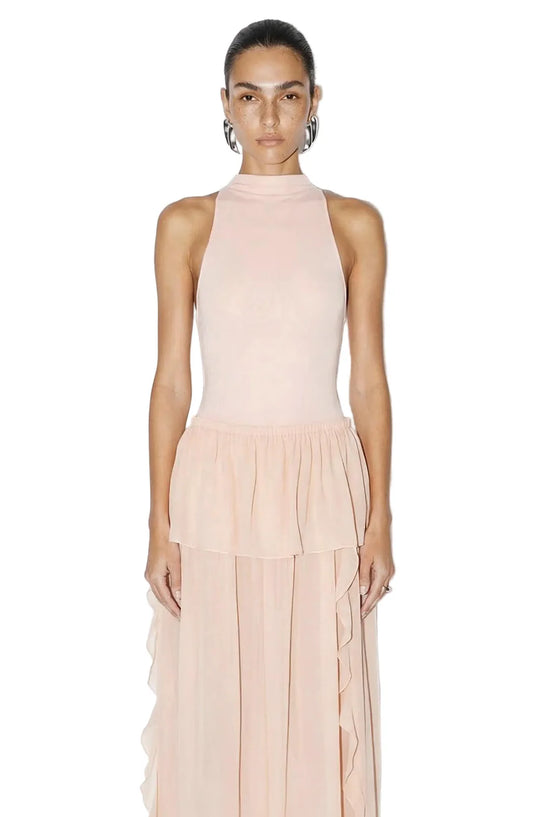 Ronny Kobo Spen Bodysuit in nude offers a sleek, minimalist fit with a high-stretch finish with streamlined silhouette, women's clothing