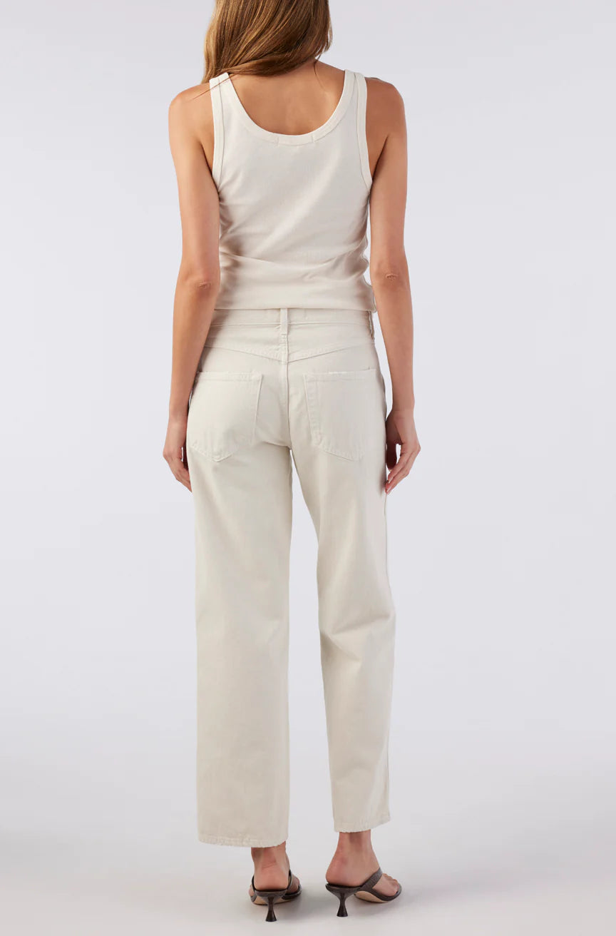 AMO Billie in Sandstone, cropped jeans, wide straight leg, mid rise, denim, white jeans, women's clothing