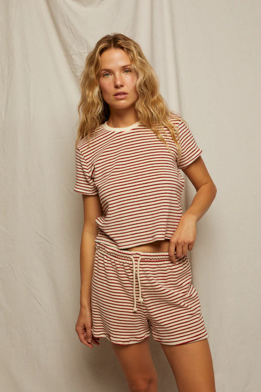 Perfect White Tee Bree Terry Stripe Tee, striped t-shirt, terry cloth tee, matching set, women's clothing