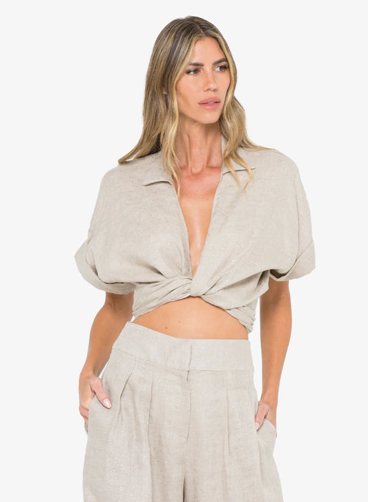 Just Bee Queen Chiara Top, cropped top, shirt, twist tie top, dress shirt, women's clothing