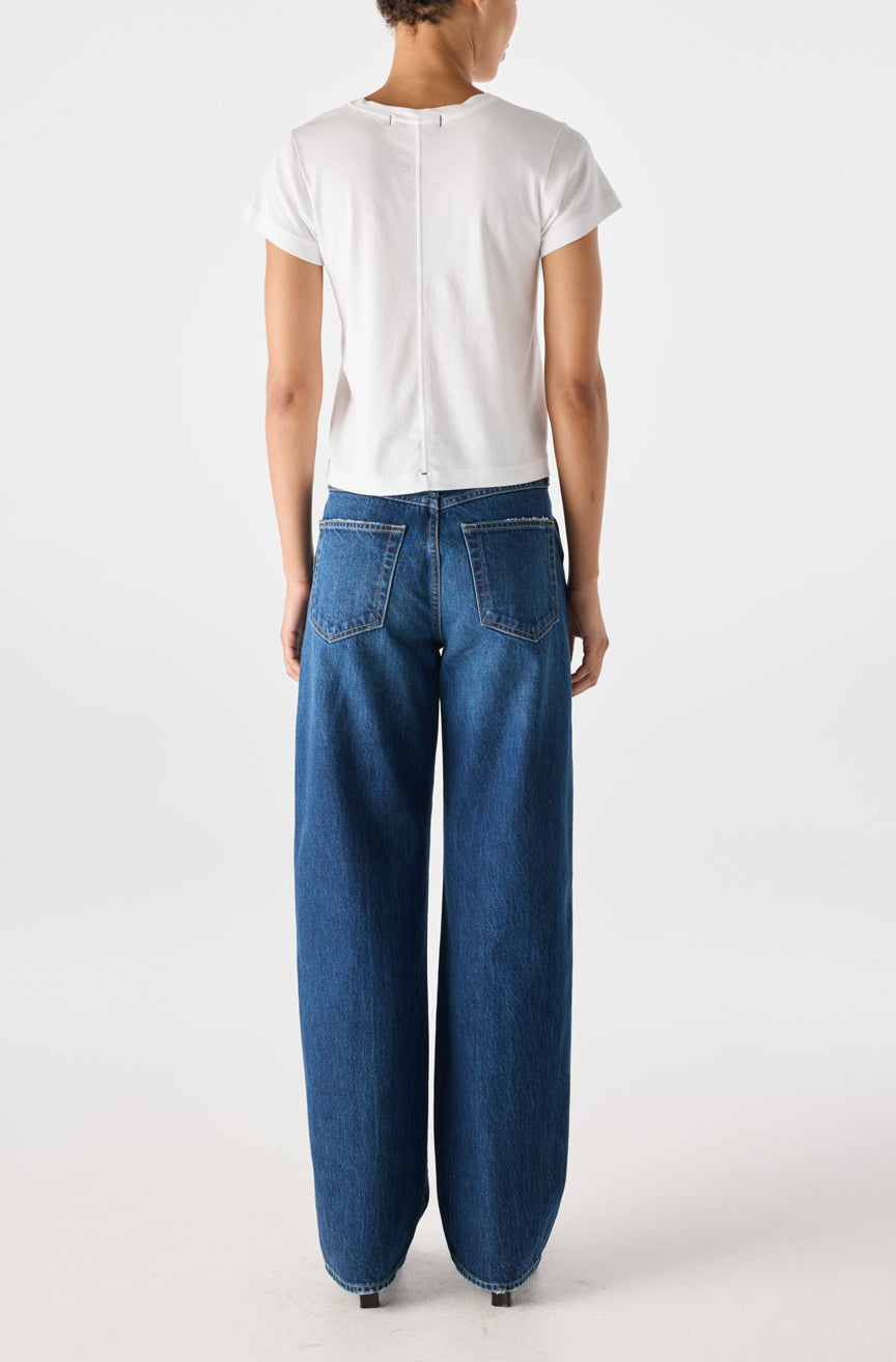 AMO Christie in Whisper, high rise, full-length barrel jean with a sculpted silhouette, women's clothing