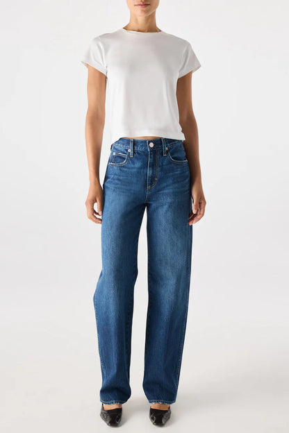 AMO Christie in Whisper, high rise, full-length barrel jean with a sculpted silhouette, women's clothing