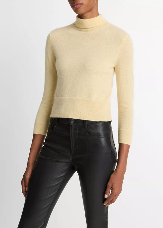 Vince 3/4 Sleeve Mock-Neck Sweater, mock-neck sweater, sweater, cashmere sweater, turtleneck sweater, women's clothing