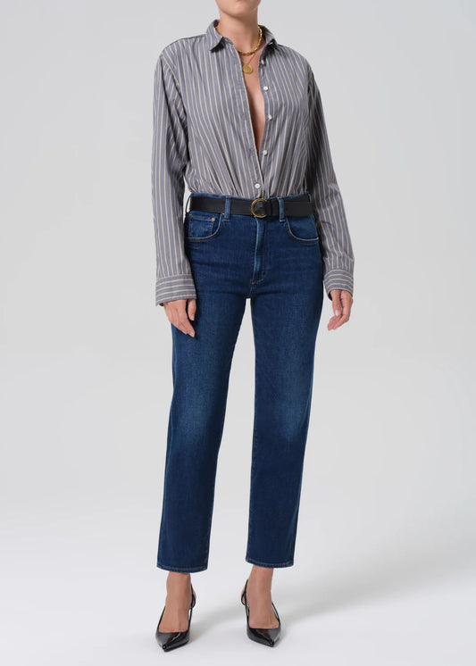Citizens Of Humanity Delfina in Pierre, denim jeans, jeans, high rise denim, dark denim, women's clothing