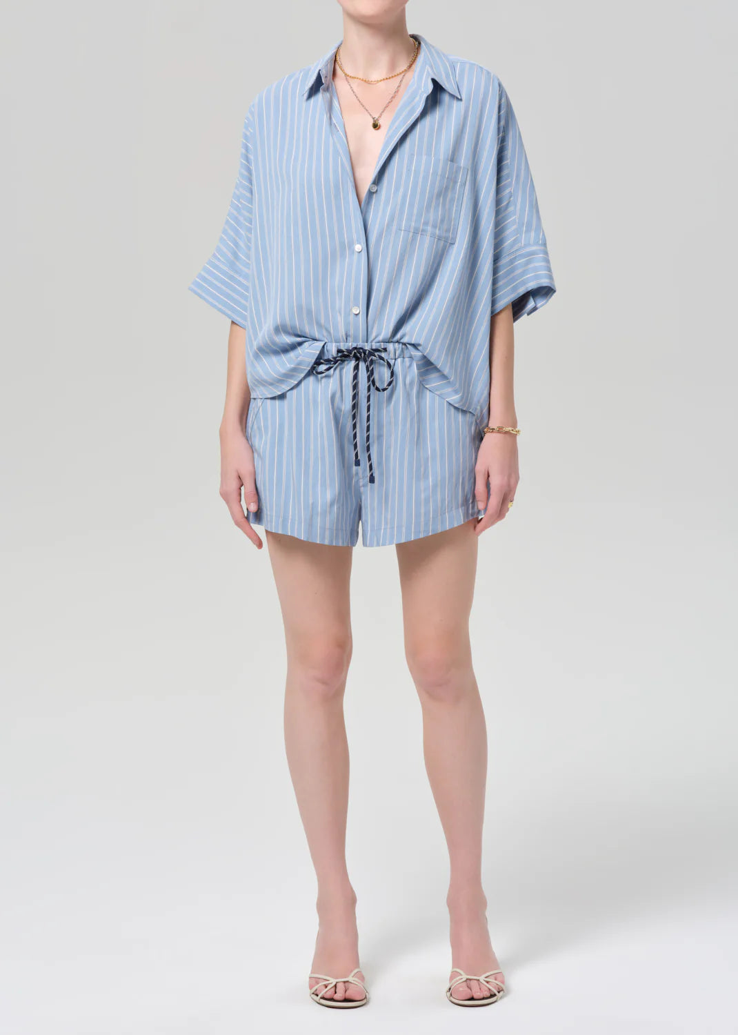 Citizens of Humanity Este Drawstring Short, shorts, slip on shorts, striped shorts, drawstring shorts, women's clothing
