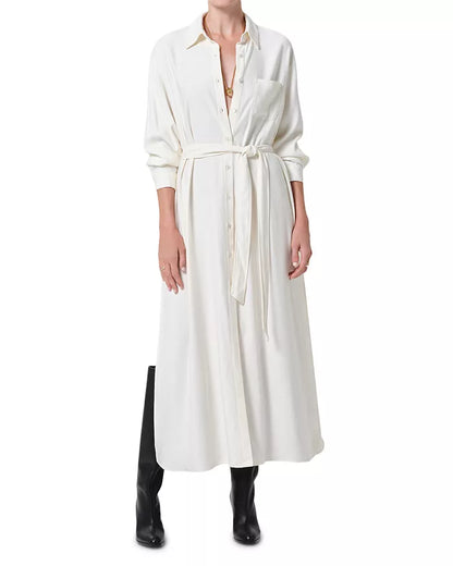 Citizens of Humanity Camillia Shirt Dress, Crafted from Italian twill, it features a clean collared neckline, full button front, and a self-tie waist for a flattering, versatile silhouette, dress, shirt dress, women's clothing
