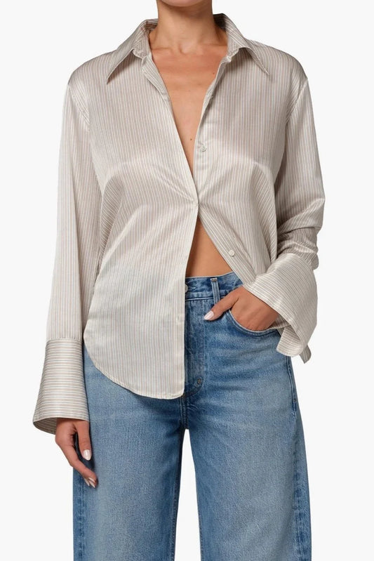 Citizens of Humanity Striped Camilia Shirt, ong sleeve silhouette features a clean button front and subtle structure, while bronze stripes, women's clothing