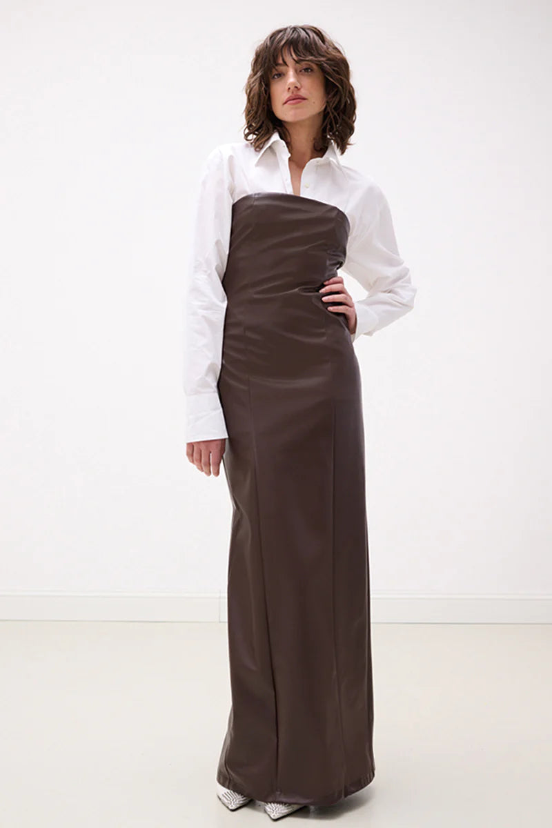CHPTR-S Divine Dress, strapless dress,  floor length dress, vegan leather dress, women's clothing