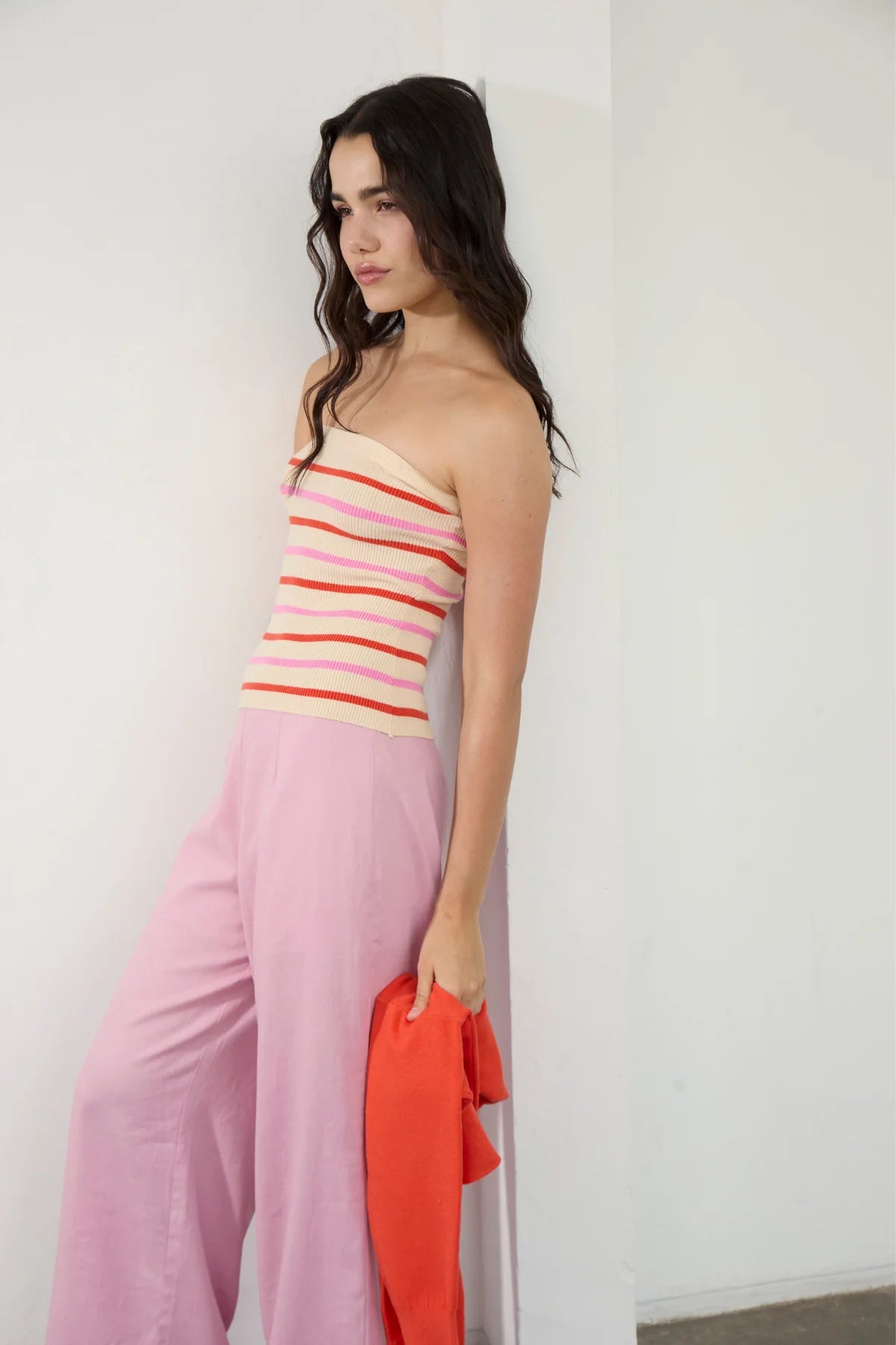 Dèluc Milan Strapless Knit Top, strapless top, tube top, striped top, women's clothing