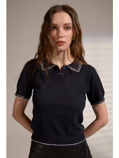 Dèluc Springsteen Knit Polo, short sleeved polo shirt, collared top, women's clothing