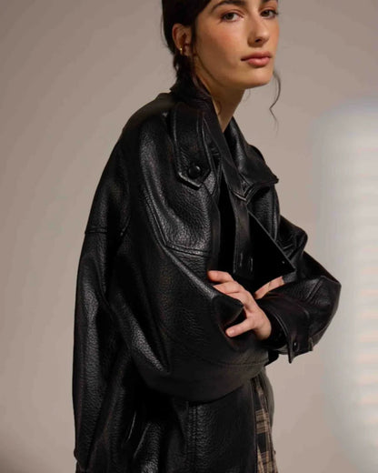 Deluc Misti Vegan Leather Jacket, faux leather jacket with an oversized fit, women's outerwear