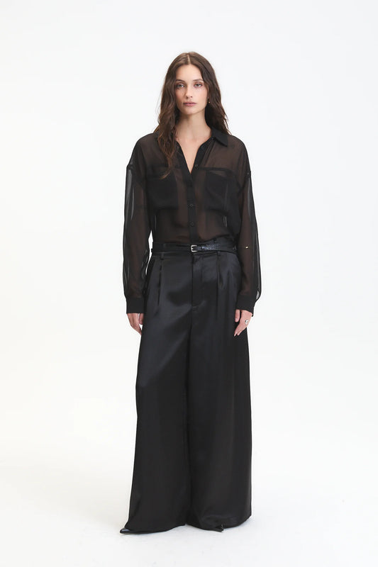 Dèluc Otto Pants, satin wide leg pants, dress pants, black dressy pants, women's clothing