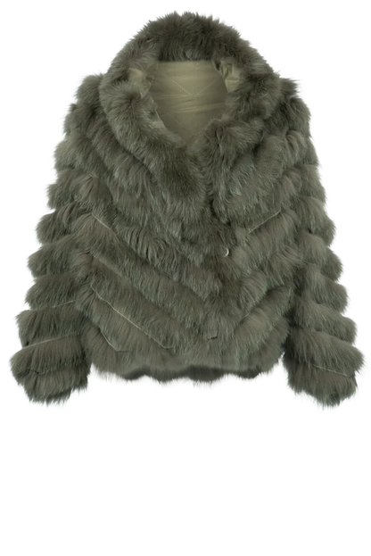 Diomi Design Silk/Fox Double Breasted Bomber