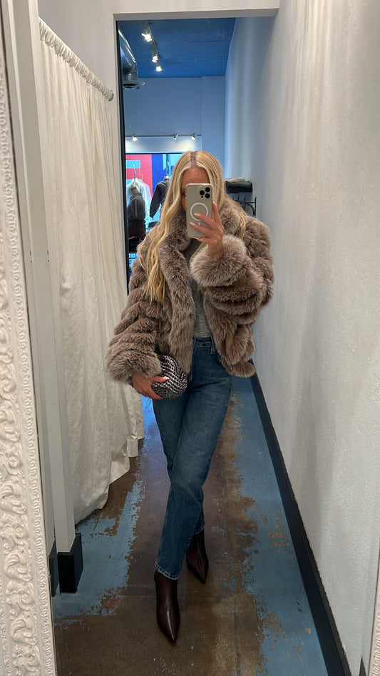 Diomi Design Silk/Fox Bomber, fur coat, fur bomber, coat, reversible coat, women's clothing