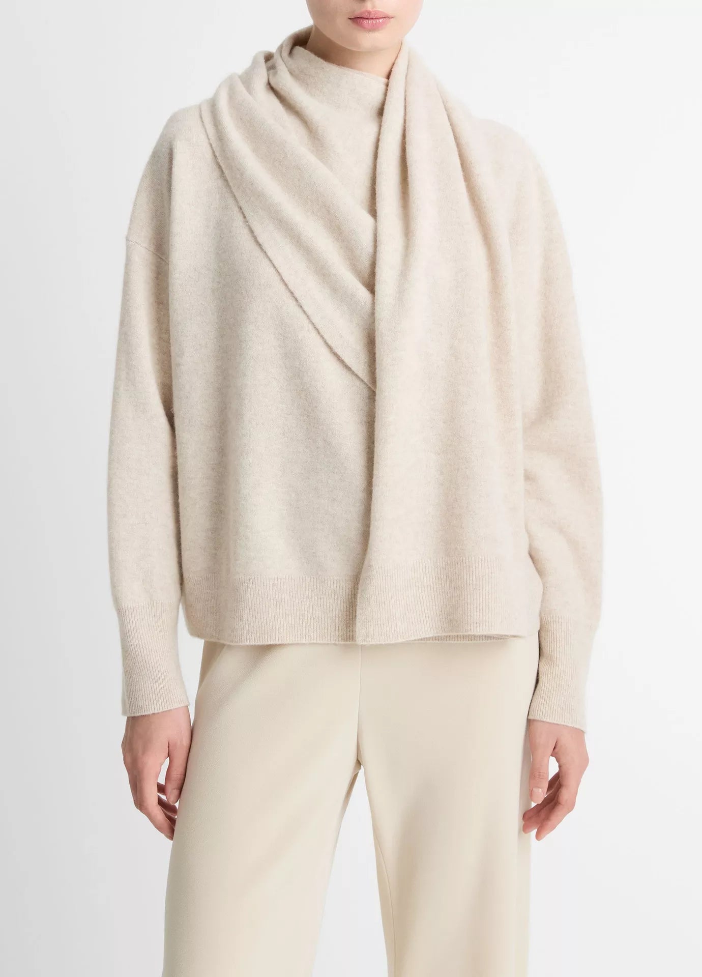 Vince Draped Crew Neck, draped shawl cashmere sweater, sweater, women's clothing