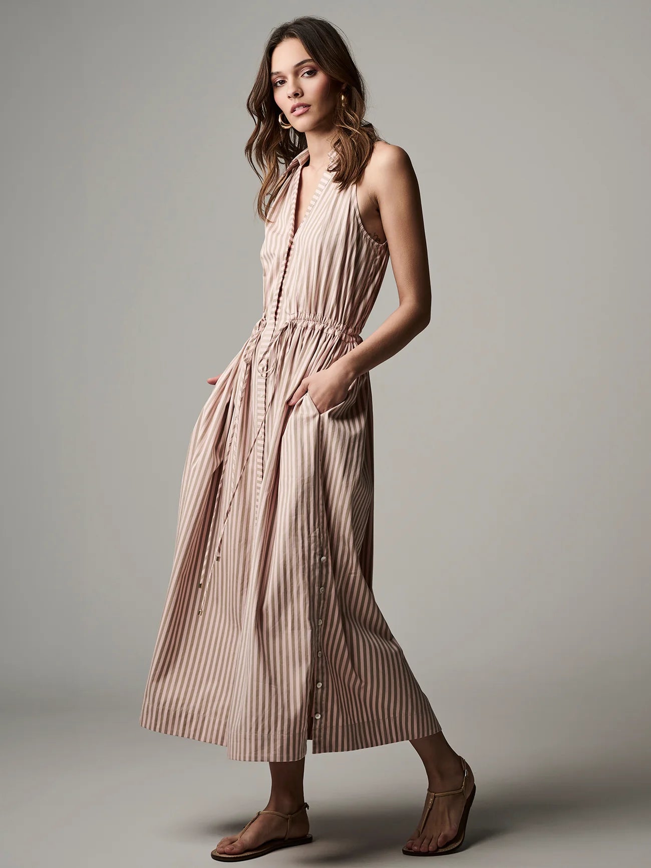 HEVRON Stella Dress, striped dress, cotton poplin, resort, dress, women's clothing