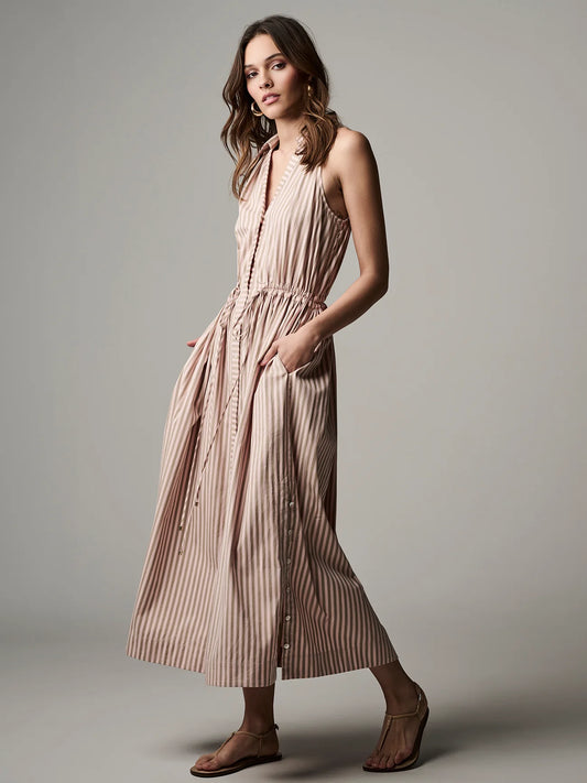 HEVRON Stella Dress, striped dress, cotton poplin, resort, dress, women's clothing