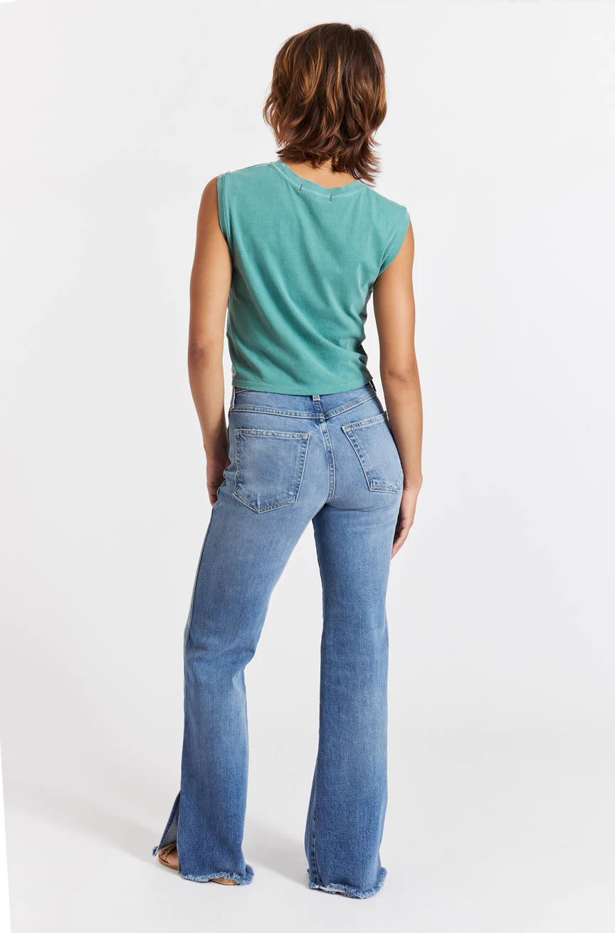 AMO Georgia Split Flare Jean, high-rise denim, flared jeans, denim jeans, women's clothing