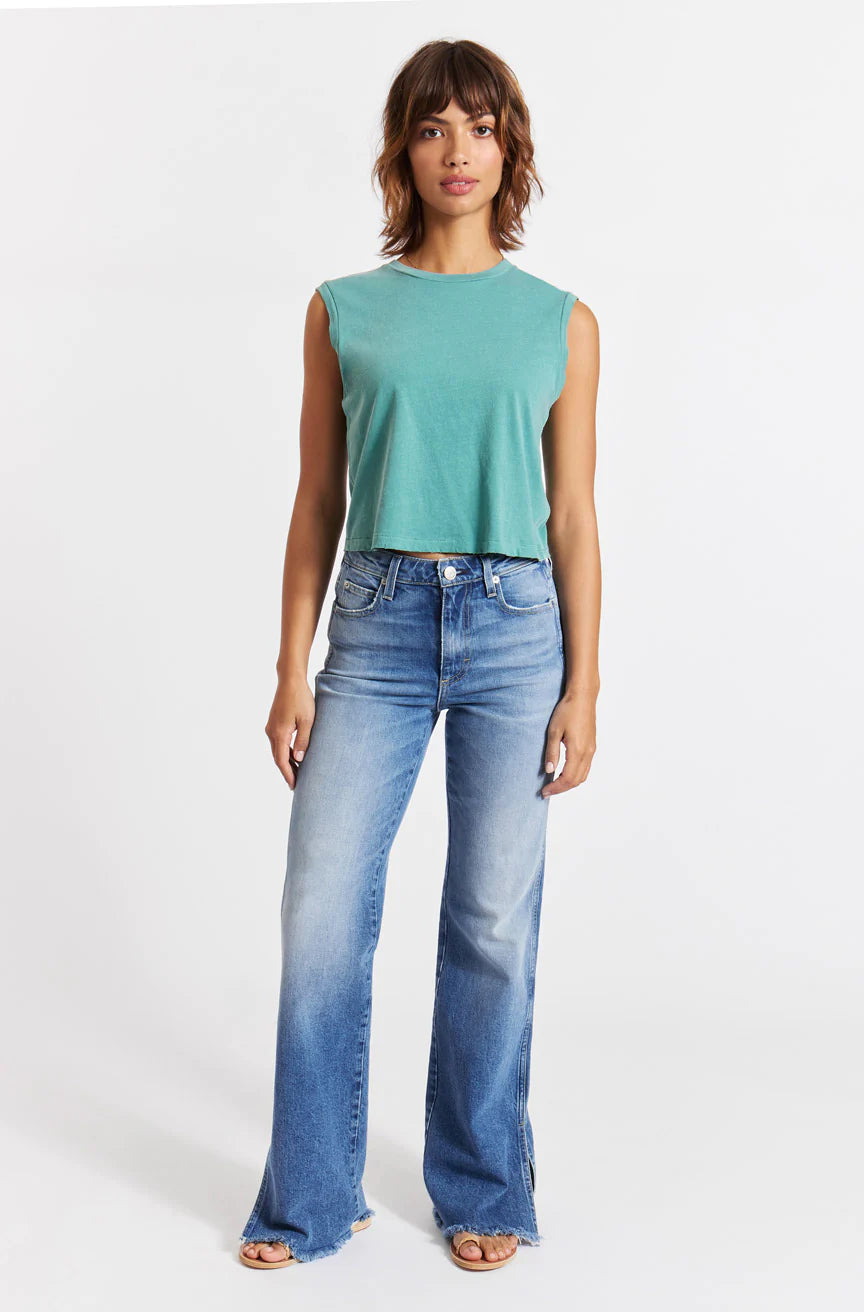 AMO Georgia Split Flare Jean, high-rise denim, flared jeans, denim jeans, women's clothing