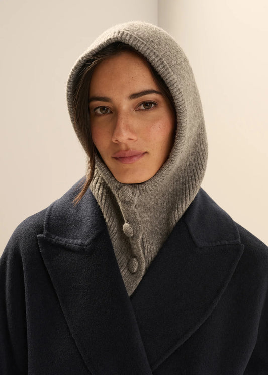 Favorite Daughter THE BUTTON BALACLAVA, soft cashmere-wool blend  hood, neck warmer, hat, balaclava, women's accessories