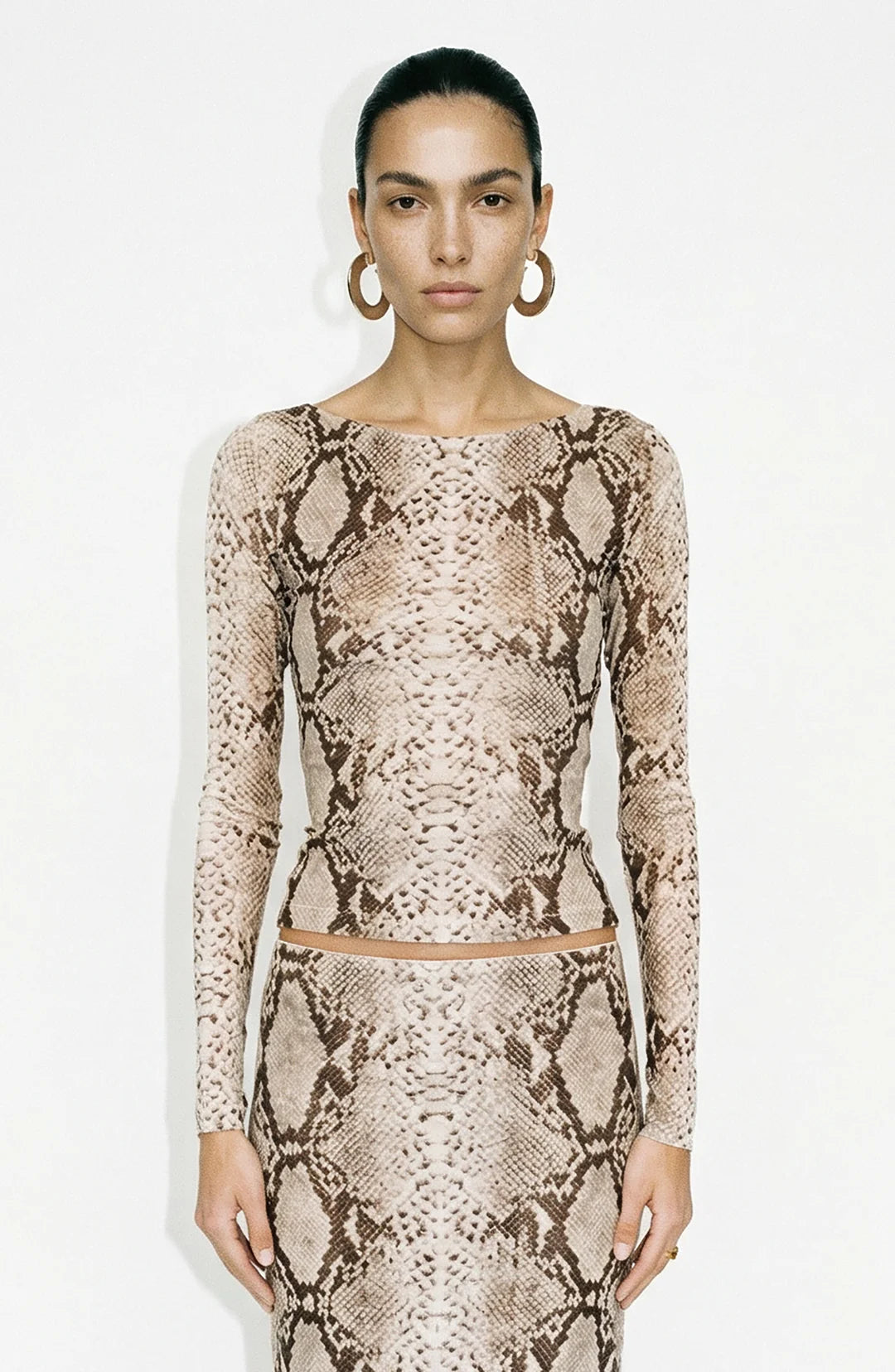 Ronny Kobo Flume Top, long sleeved top, snakeskin print top, women's clothing