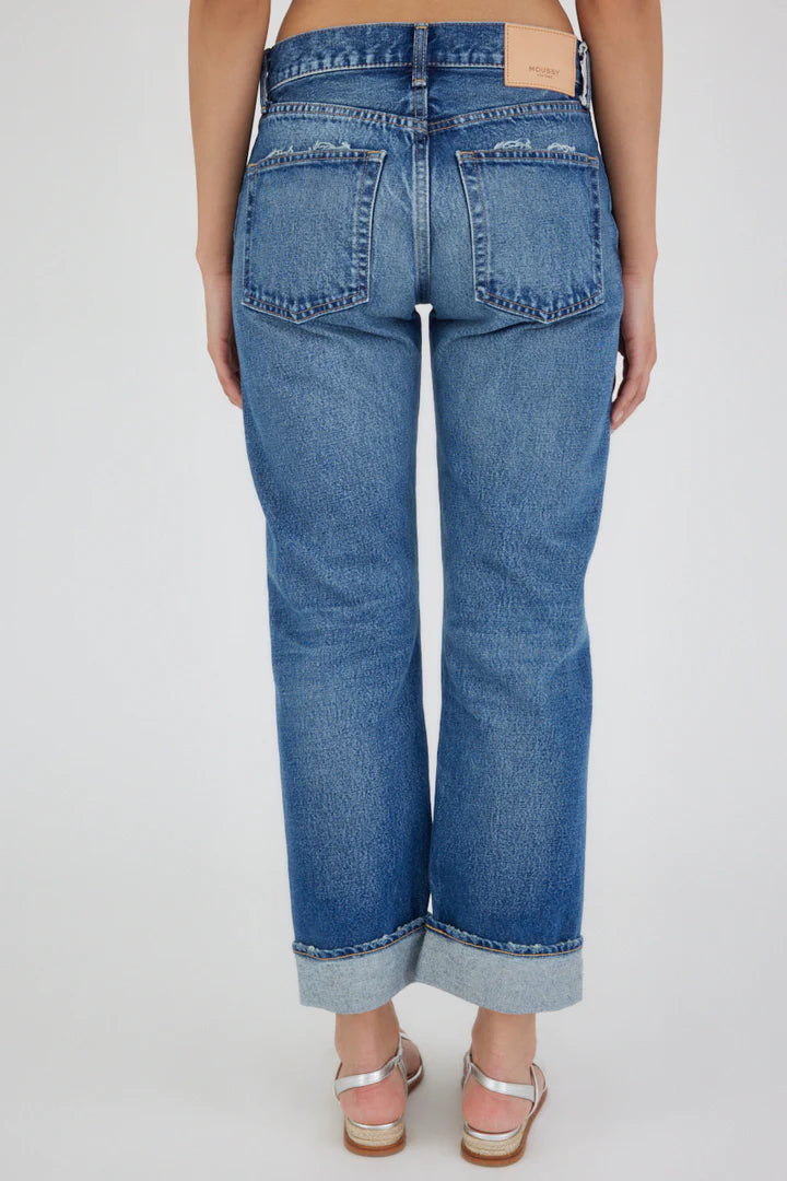Moussy Foxwood Straight leg denim, jeans, cuffed denim, mid rise jeans, clean denim, women's clothing