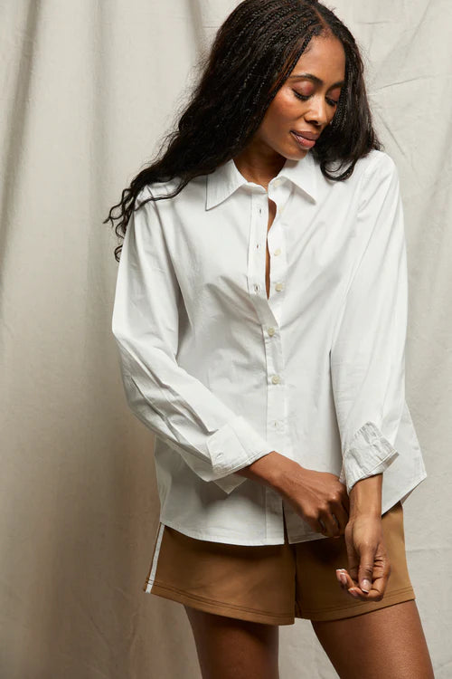 Perfect White Tee Gisele Slim Fit Button Down, cotton poplin, tailored, body-skimming silhouette, women's clothing