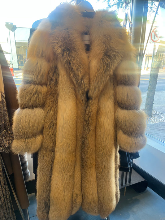 Golden Island Fox Coat, long fur coat, fur coat, coat, outerwear, women's clothing