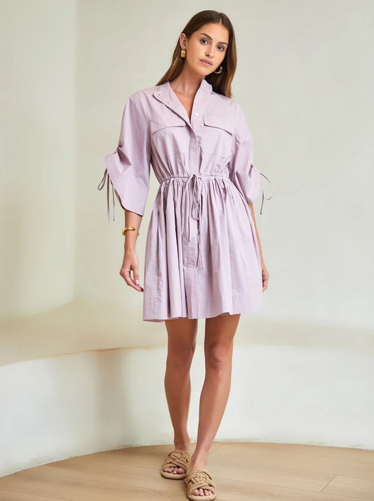 HEVRON Hannah Mini Dress, cotton poplin mini dress, mini dress, resort wear, women's clothing