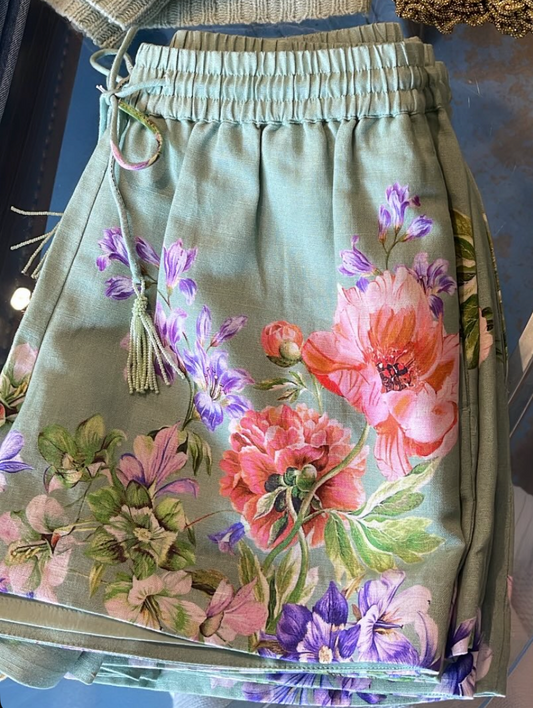 Hemant & Nandita Elastic Waist Short, shorts, floral shorts, women's clothing