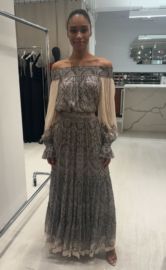 Hemant & Nandita Smocked Detail Maxi Dress, maxi dress, long sleeved dress, dress, dressy dress, women's clothing