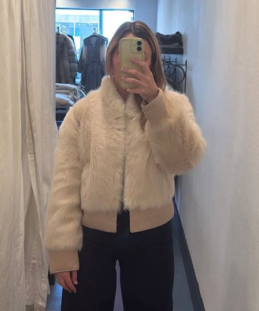 Hiso Bean Shearling Jacket, shearling jacket, bomber jacket, fur coat, women's clothing